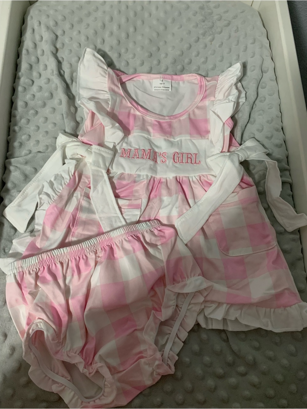 Mama's Girl Pink & White Check Girls' Set